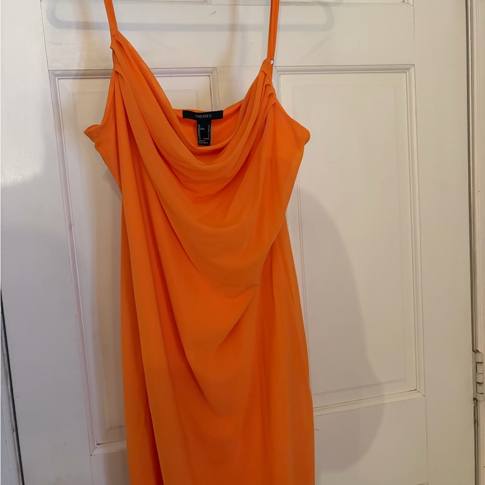 Forever 21 Vibrant Orange Strapless Dress